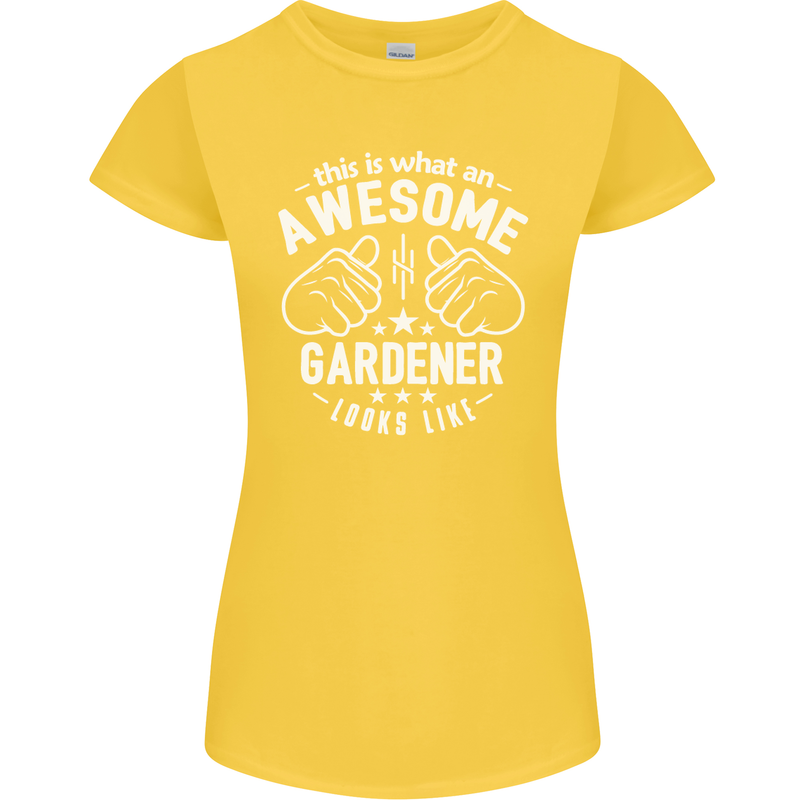 This Is What an Awesome Gardener Looks Like Womens Petite Cut T-Shirt Yellow