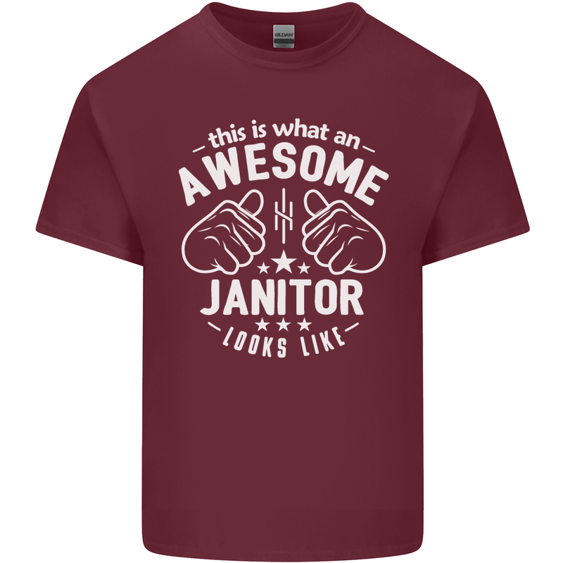 This Is What an Awesome Janitor Looks Like Mens Cotton T-Shirt Tee Top Maroon