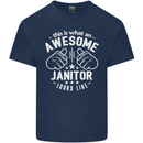 This Is What an Awesome Janitor Looks Like Mens Cotton T-Shirt Tee Top Navy Blue