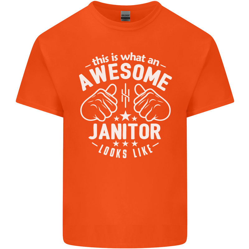 This Is What an Awesome Janitor Looks Like Mens Cotton T-Shirt Tee Top Orange