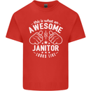 This Is What an Awesome Janitor Looks Like Mens Cotton T-Shirt Tee Top Red