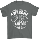 This Is What an Awesome Janitor Looks Like Mens T-Shirt Cotton Gildan Charcoal