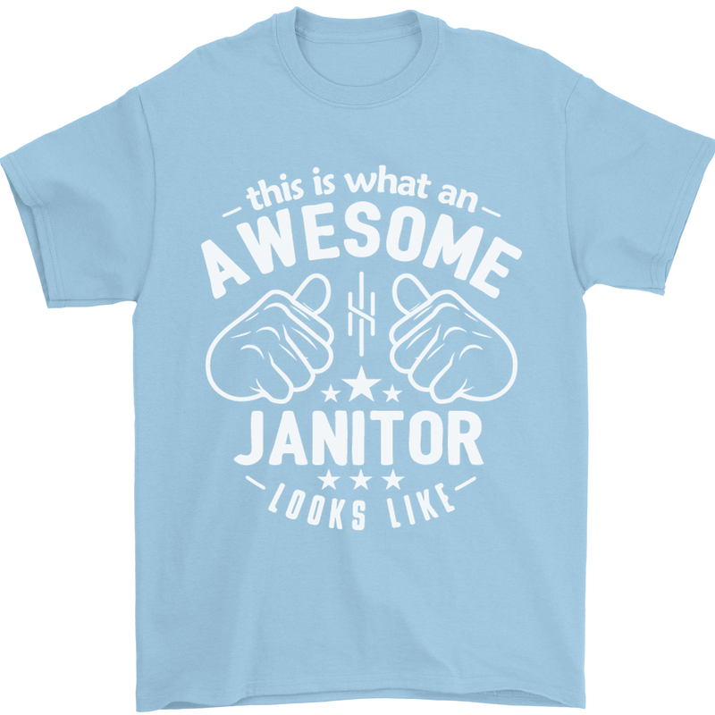 This Is What an Awesome Janitor Looks Like Mens T-Shirt Cotton Gildan Light Blue