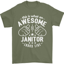 This Is What an Awesome Janitor Looks Like Mens T-Shirt Cotton Gildan Military Green