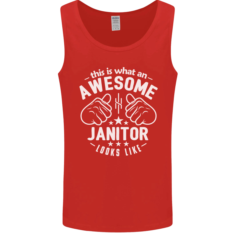 This Is What an Awesome Janitor Looks Like Mens Vest Tank Top Red