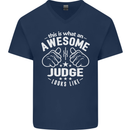 This Is What an Awesome Judge Looks Like Mens V-Neck Cotton T-Shirt Navy Blue