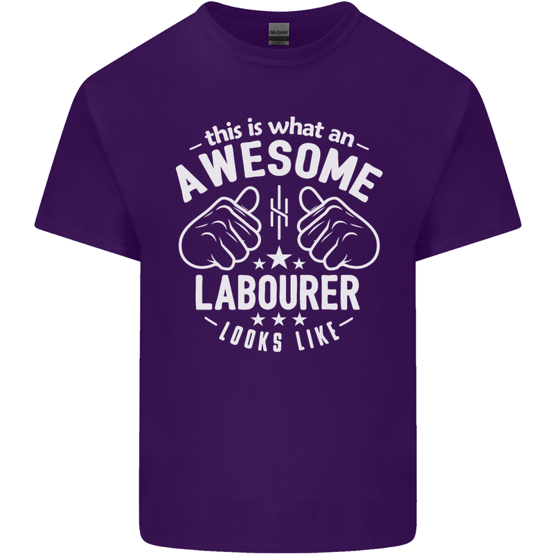 This Is What an Awesome Labourer Looks Like Mens Cotton T-Shirt Tee Top Purple