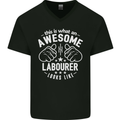 This Is What an Awesome Labourer Looks Like Mens V-Neck Cotton T-Shirt Black