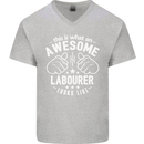 This Is What an Awesome Labourer Looks Like Mens V-Neck Cotton T-Shirt Sports Grey