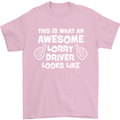 This Is What an Awesome Lorry Driver Looks Mens T-Shirt Cotton Gildan Light Pink