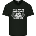 This Is What an Awesome Lorry Driver Looks Mens V-Neck Cotton T-Shirt Black