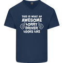 This Is What an Awesome Lorry Driver Looks Mens V-Neck Cotton T-Shirt Navy Blue