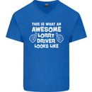 This Is What an Awesome Lorry Driver Looks Mens V-Neck Cotton T-Shirt Royal Blue