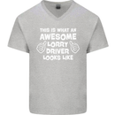 This Is What an Awesome Lorry Driver Looks Mens V-Neck Cotton T-Shirt Sports Grey