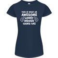 This Is What an Awesome Lorry Driver Looks Womens Petite Cut T-Shirt Navy Blue