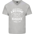This Is What an Awesome Manager Looks Like Mens V-Neck Cotton T-Shirt Sports Grey