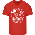 This Is What an Awesome Masseuse Looks Like Mens V-Neck Cotton T-Shirt Red