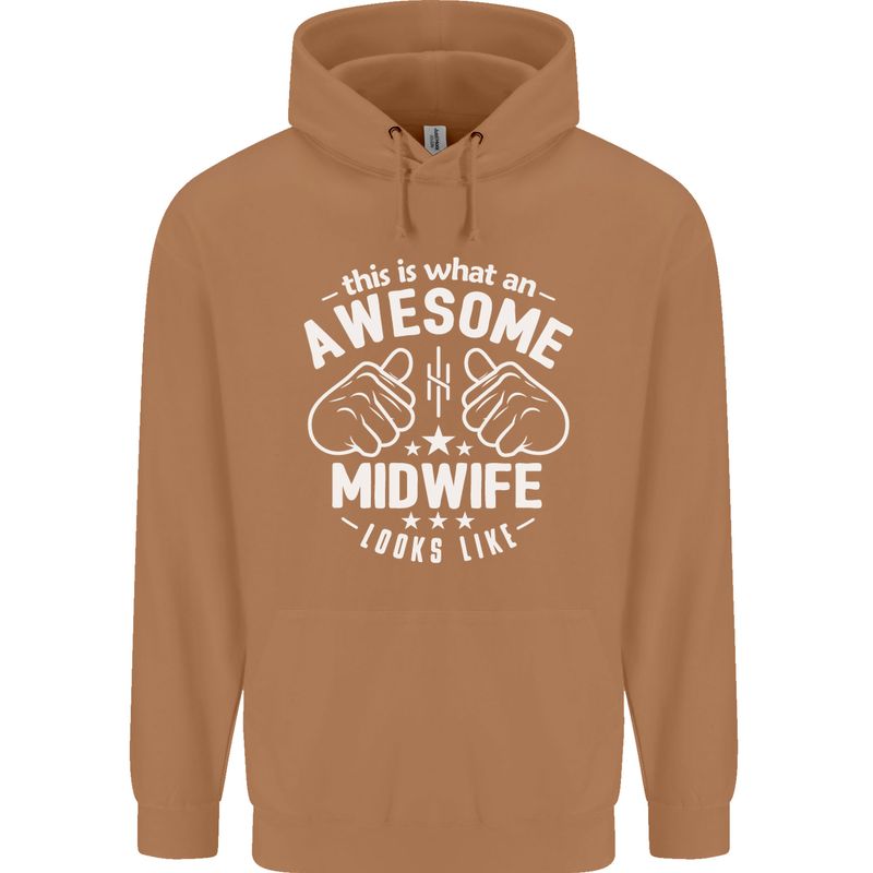 This Is What an Awesome Midwife Looks Like Mens 80% Cotton Hoodie Caramel Latte