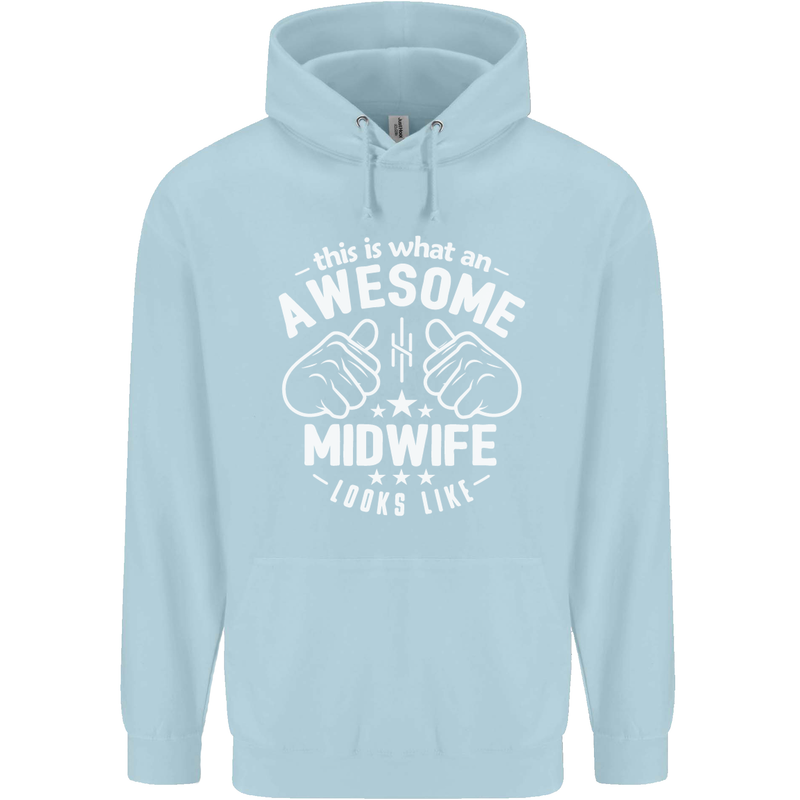 This Is What an Awesome Midwife Looks Like Mens 80% Cotton Hoodie Light Blue