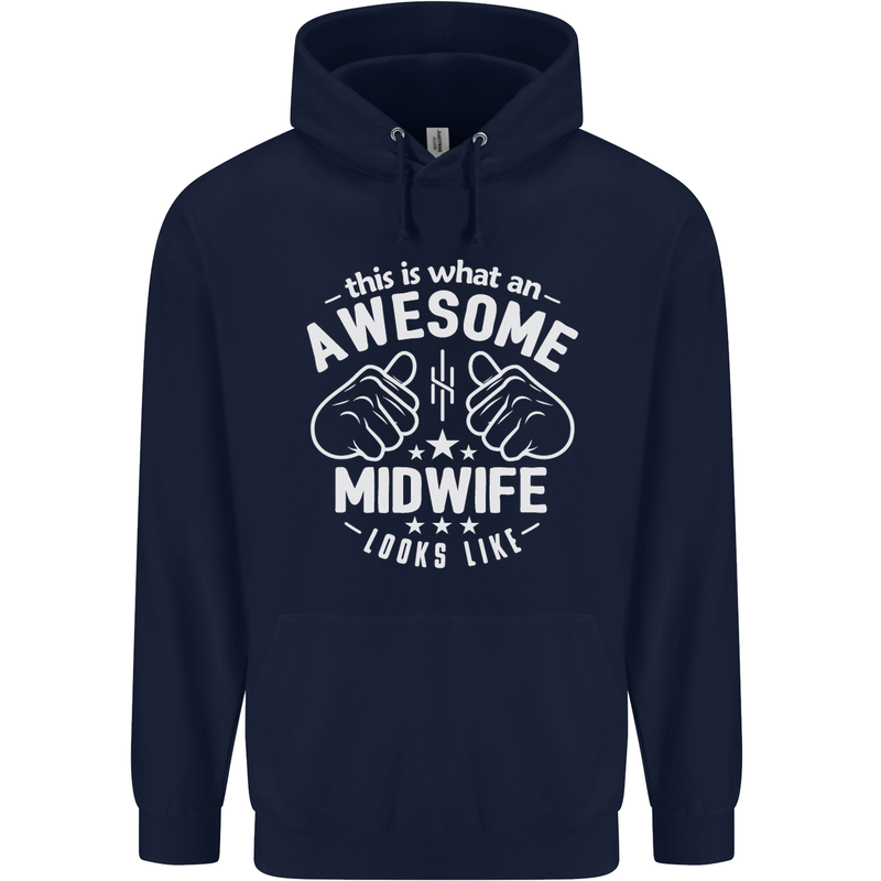 This Is What an Awesome Midwife Looks Like Mens 80% Cotton Hoodie Navy Blue