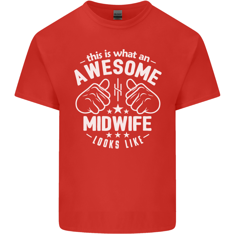 This Is What an Awesome Midwife Looks Like Mens Cotton T-Shirt Tee Top Red