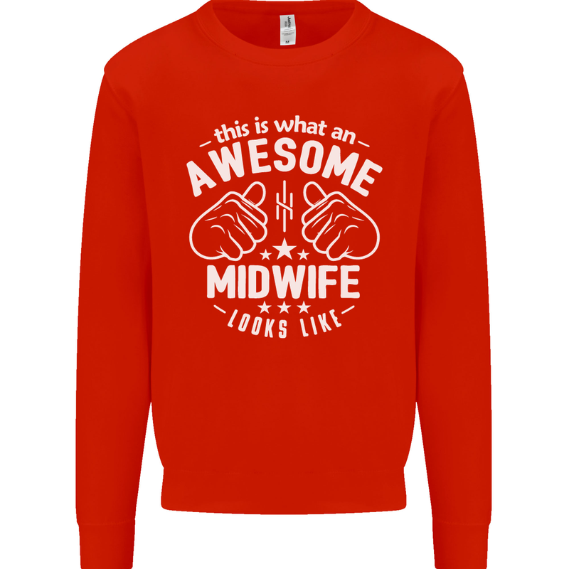 This Is What an Awesome Midwife Looks Like Mens Sweatshirt Jumper Bright Red