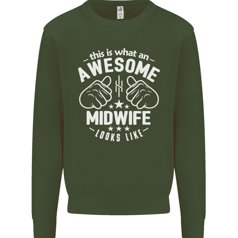 This Is What an Awesome Midwife Looks Like Mens Sweatshirt Jumper Forest Green