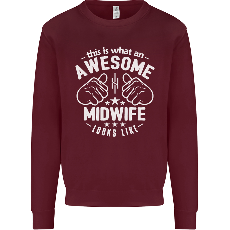 This Is What an Awesome Midwife Looks Like Mens Sweatshirt Jumper Maroon