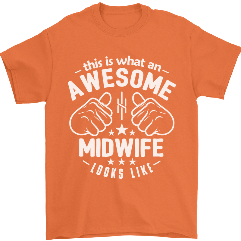 This Is What an Awesome Midwife Looks Like Mens T-Shirt Cotton Gildan Orange