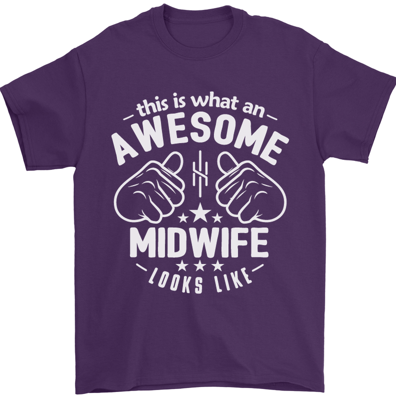 This Is What an Awesome Midwife Looks Like Mens T-Shirt Cotton Gildan Purple