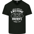 This Is What an Awesome Midwife Looks Like Mens V-Neck Cotton T-Shirt Black