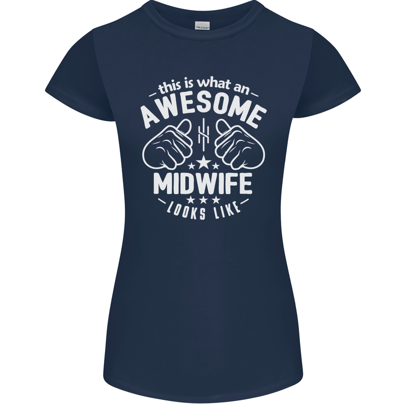 This Is What an Awesome Midwife Looks Like Womens Petite Cut T-Shirt Navy Blue