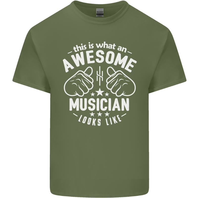 This Is What an Awesome Musician Looks Like Mens Cotton T-Shirt Tee Top Military Green