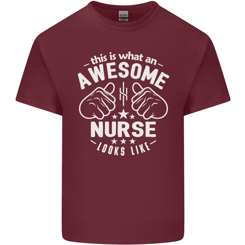 This Is What an Awesome Nurse Looks Like Mens Cotton T-Shirt Tee Top Maroon
