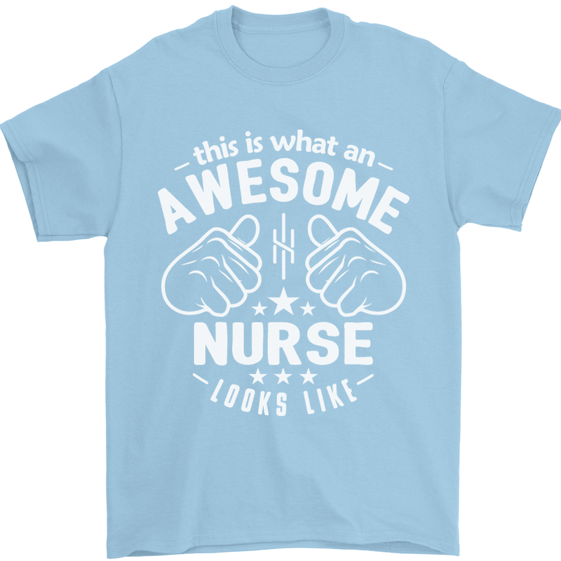This Is What an Awesome Nurse Looks Like Mens T-Shirt Cotton Gildan Light Blue
