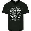 This Is What an Awesome Optician Looks Like Mens V-Neck Cotton T-Shirt Black