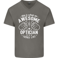 This Is What an Awesome Optician Looks Like Mens V-Neck Cotton T-Shirt Charcoal