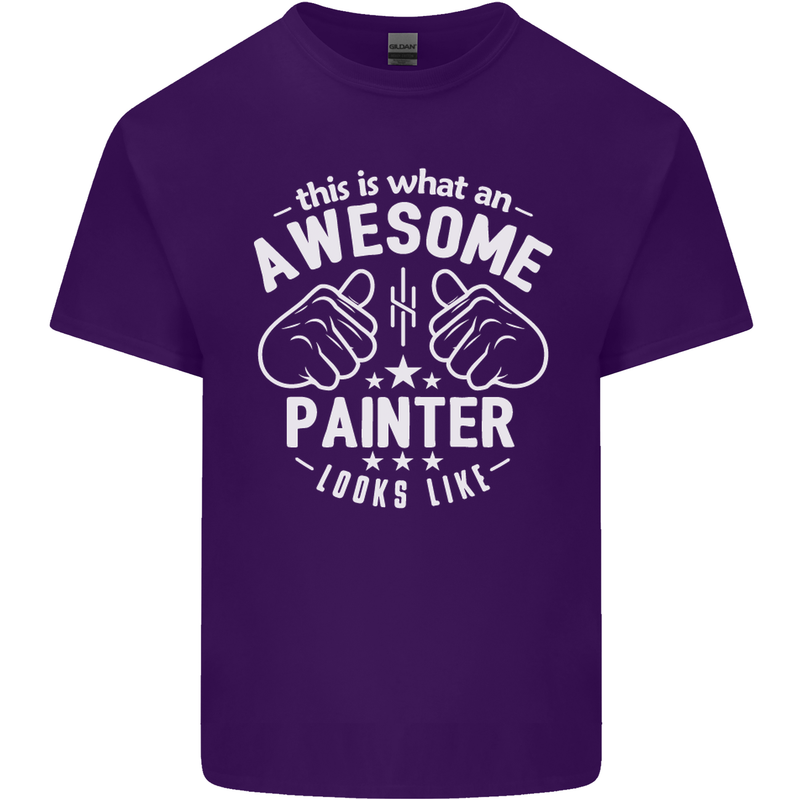 This Is What an Awesome Painter Looks Like Mens Cotton T-Shirt Tee Top Purple
