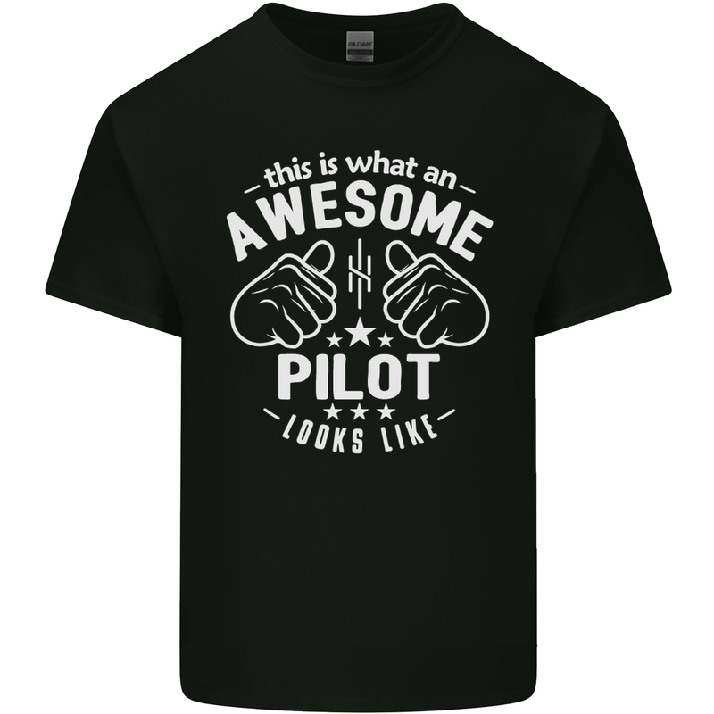 This Is What an Awesome Pilot Looks Like Mens Cotton T-Shirt Tee Top Black