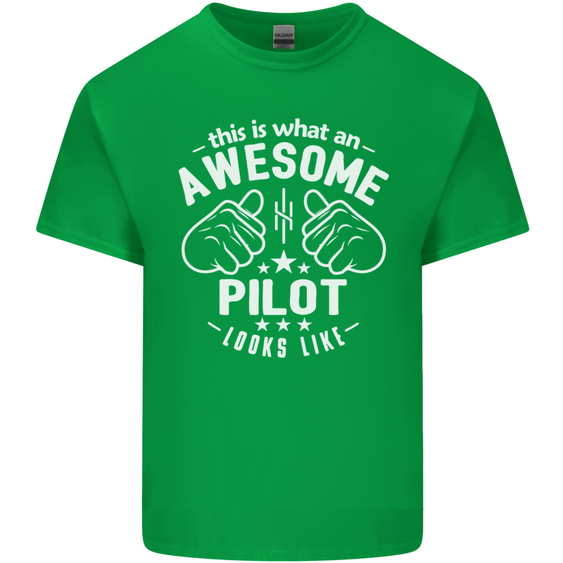 This Is What an Awesome Pilot Looks Like Mens Cotton T-Shirt Tee Top Irish Green