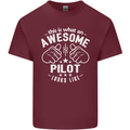 This Is What an Awesome Pilot Looks Like Mens Cotton T-Shirt Tee Top Maroon