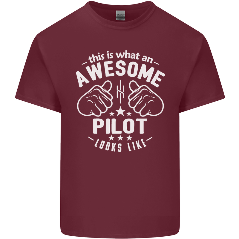 This Is What an Awesome Pilot Looks Like Mens Cotton T-Shirt Tee Top Maroon