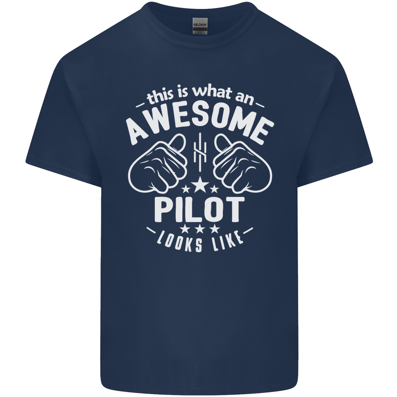 This Is What an Awesome Pilot Looks Like Mens Cotton T-Shirt Tee Top Navy Blue