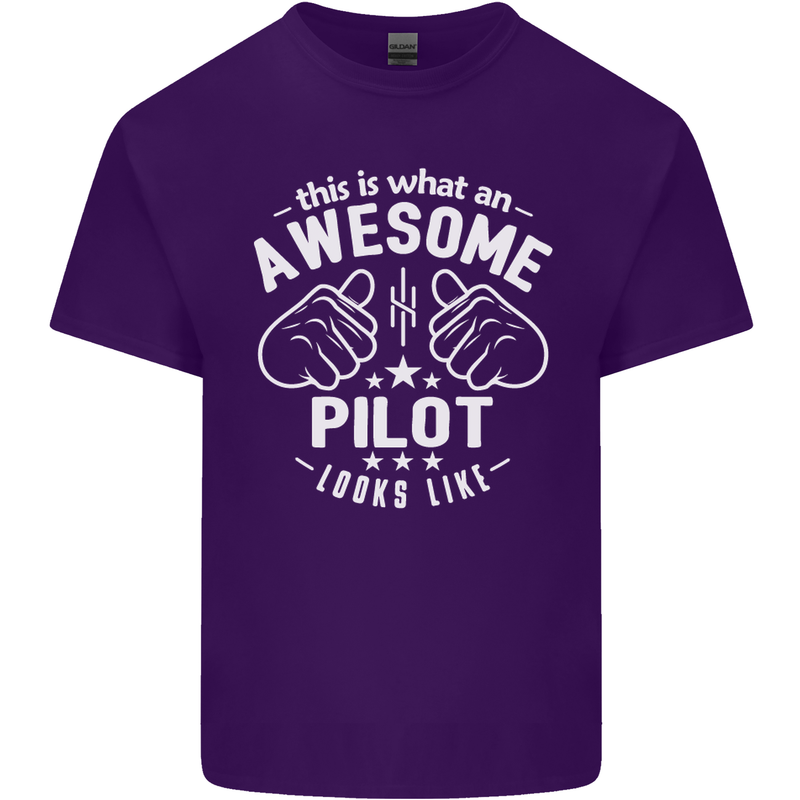 This Is What an Awesome Pilot Looks Like Mens Cotton T-Shirt Tee Top Purple