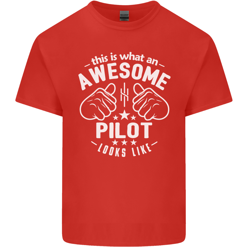 This Is What an Awesome Pilot Looks Like Mens Cotton T-Shirt Tee Top Red