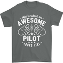 This Is What an Awesome Pilot Looks Like Mens T-Shirt Cotton Gildan Charcoal