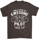 This Is What an Awesome Pilot Looks Like Mens T-Shirt Cotton Gildan Dark Chocolate