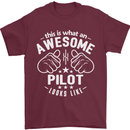 This Is What an Awesome Pilot Looks Like Mens T-Shirt Cotton Gildan Maroon