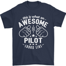 This Is What an Awesome Pilot Looks Like Mens T-Shirt Cotton Gildan Navy Blue