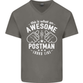 This Is What an Awesome Postman Looks Like Mens V-Neck Cotton T-Shirt Charcoal
